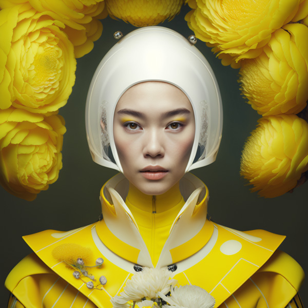 Midjourney prompts exemple commandes reine du citron de Kyoto, astronaute futuriste